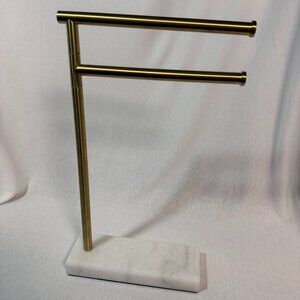 Gold Hand Towel Holder for Bathroom, Countertop Standing Swivel Towel Rack